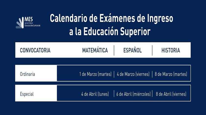 Calendario de exámenes