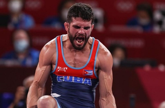 Luis Alberto Orta durante su triunfo olímpico en Tokyo 2020. Foto: Roberto Morejón.